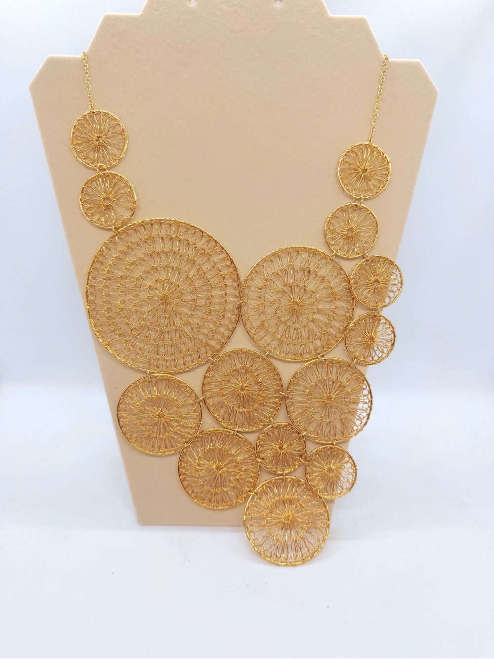 Gold Circular Filigree Statement Necklace for Women
